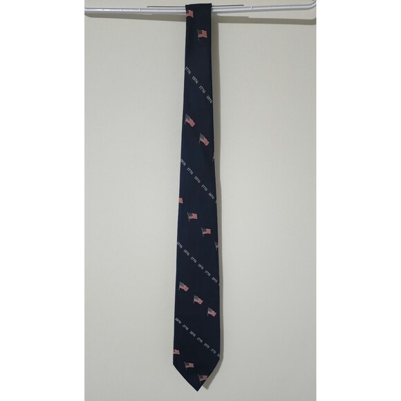 Arden Cravats GOD BLESS AMERICA 1776 Mens Tie Blue Flag Patriotic Made in USA - Picture 3 of 4